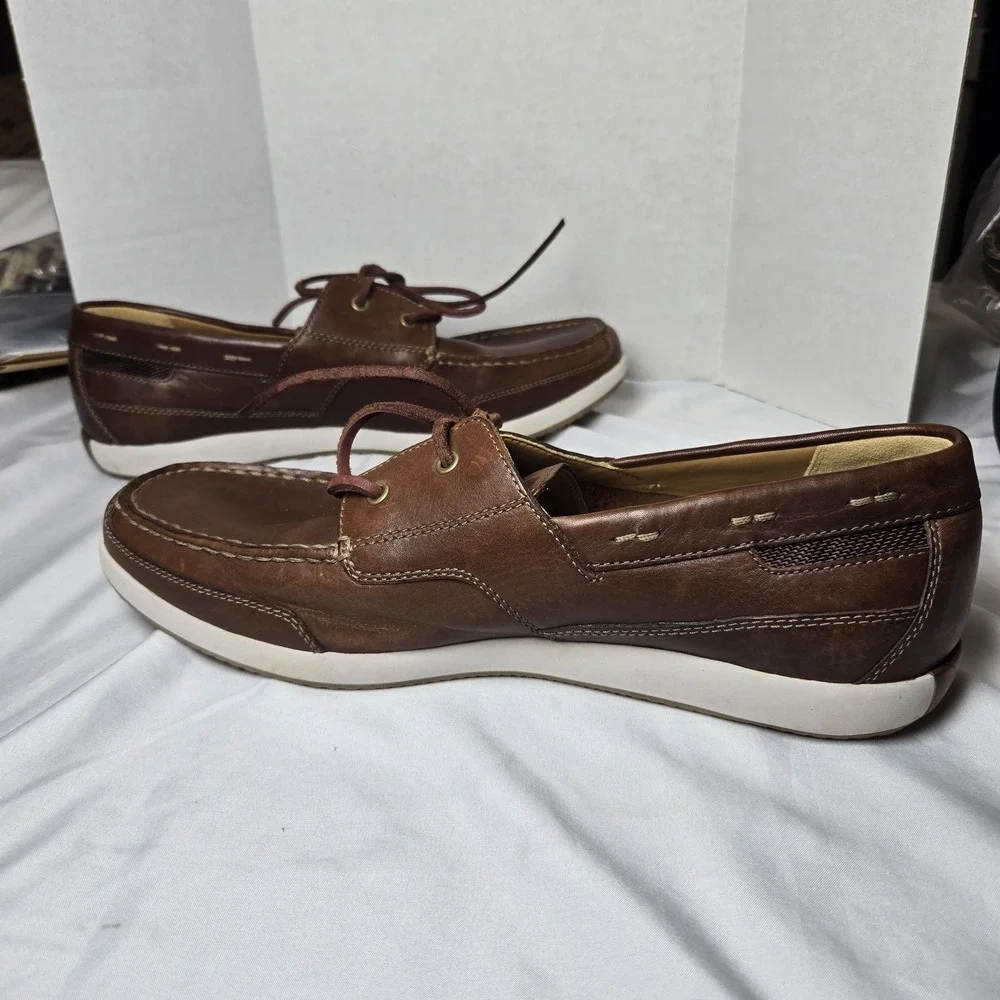 Clarks‎ Leather Docksider Shoes Brown Mens 11M Boat Preppy Nautical Top Sider